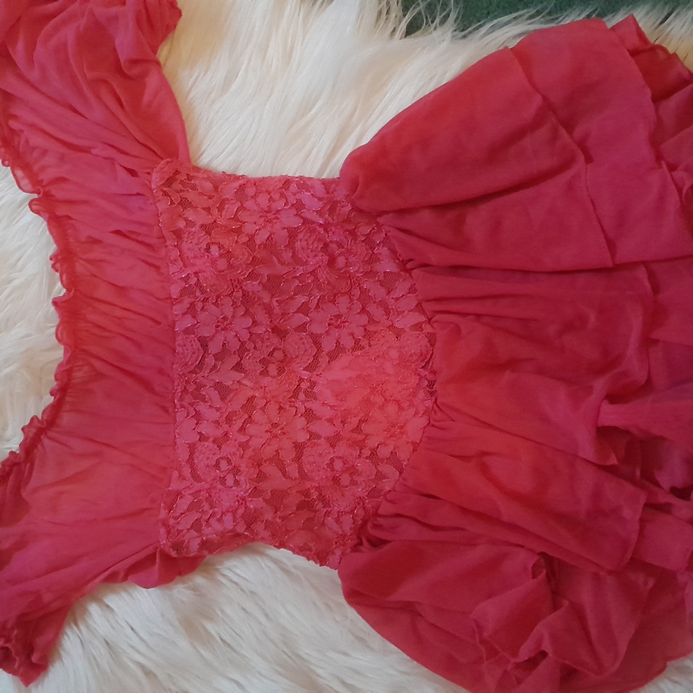 Elegant Pink Lace Ruffle baby doll lingerie - Picture 4 of 5
